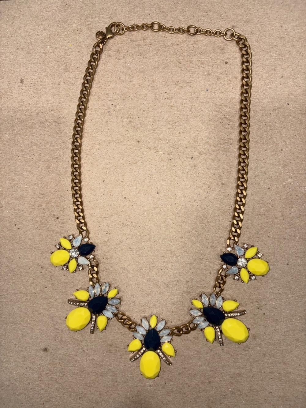 J.Crew Yellow Navy White Floral Statement Necklace